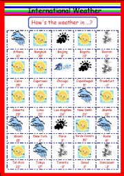 English Worksheet: International Weather Game