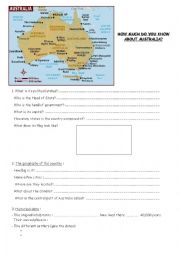 English Worksheet: How much do you know about Australia?