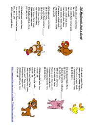 English Worksheet: Old MacDonald (had a farm)