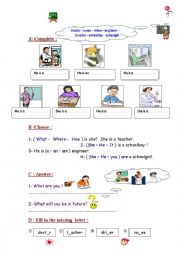 English Worksheet: professions