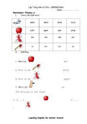 English Worksheet: Phonis A 1