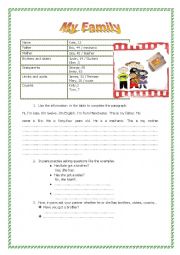 English Worksheet: My family