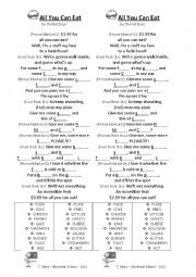 English Worksheet: Song about Food - All you can Eat - Fat Boys