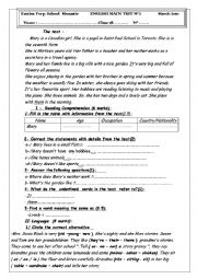 English Worksheet: main test 7th form 