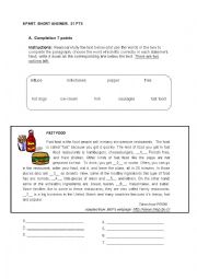 English Worksheet: Short Anwer, Interrogative, and Completion exercises about FOOD! 