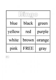 English Worksheet: Color Bingo
