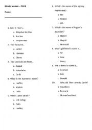 English Worksheet: [Basic] Movie Activity - Thor