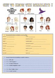 English Worksheet: Get to know the Weasleys!