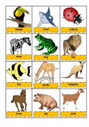 English Worksheet: Animals memory game