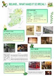 English Worksheet: Ireland... What makes it so special... ( 3 pages )