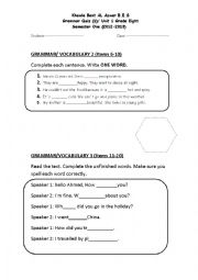 English Worksheet: Gramamr Quiz