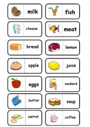 English Worksheet: food, domino