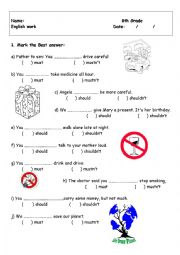 English Worksheet: Modal Test