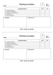 English Worksheet: Reading evaluation