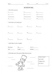 English Worksheet: colours&numbers review