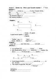 English Worksheet:  who is your favourite teacher ,