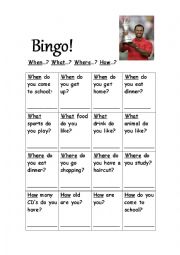 Interrogatives bingo