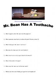 English Worksheet: Mr. Bean Has A Toothache