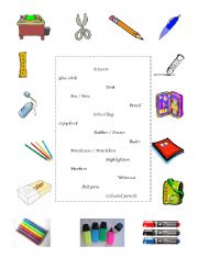 English Worksheet: School things