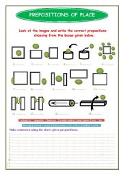 English Worksheet: Prepositions of Places