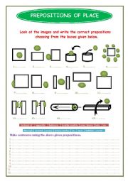 English Worksheet: Prepositions of Places