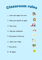 English Worksheet: classroom rules 