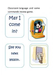 English Worksheet: classroom language review/game