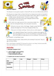 English Worksheet: The Simpsons family + keys