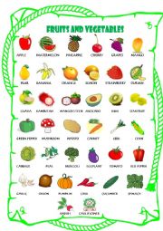 English Worksheet: Fruits and Vegetables