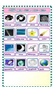 English Worksheet: Space Pictionary