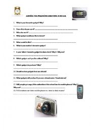 English Worksheet: Answer the following questions about gadgets