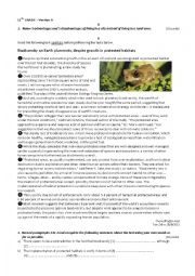 English Worksheet: Biodiversity on Earth_A