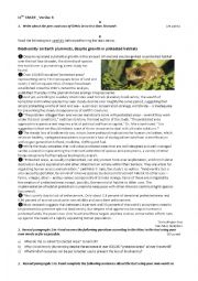 English Worksheet: Biodiversity on Earth_B