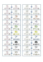 English Worksheet: Domino Numeros