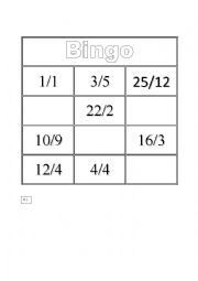 English Worksheet: DATES BINGO