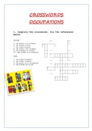 English Worksheet: Crosswords Occupations 