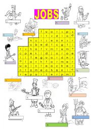 English Worksheet: Jobs - wordsearch