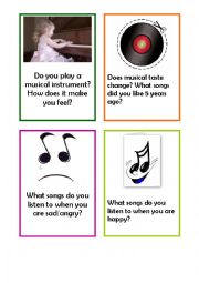English Worksheet: Music discussion cards 1(3)