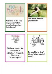 English Worksheet: Music discussion cards 2(3)