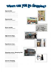 English Worksheet: Where can you go shopping
