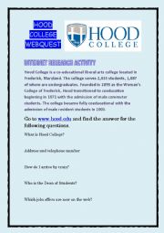 English Worksheet: Internet research activity: Hood College