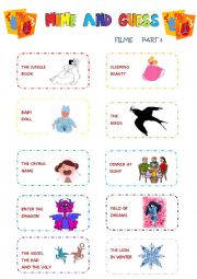 English Worksheet: ***Mime And Guess*** - Films - Set 3