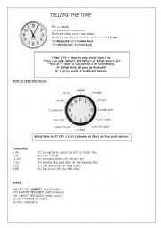 English Worksheet: TELLING THE TIME