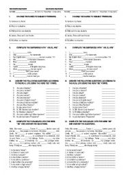 English Worksheet: Simple present of BE and Personal Pronouns