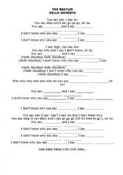 English Worksheet: hello goodbye song