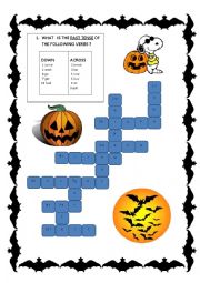 English Worksheet: Irregular Verbs - Crossword Puzzle - Halloween