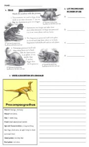 English Worksheet: Test on simple past. (Dinosaurs)