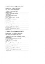 English Worksheet: Reported Speech Exercises