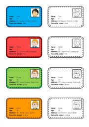 English Worksheet: Personal Information - speaking cards - part 1