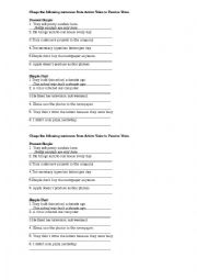 English Worksheet: PASSIVE VOICE PRESENT AND PAST